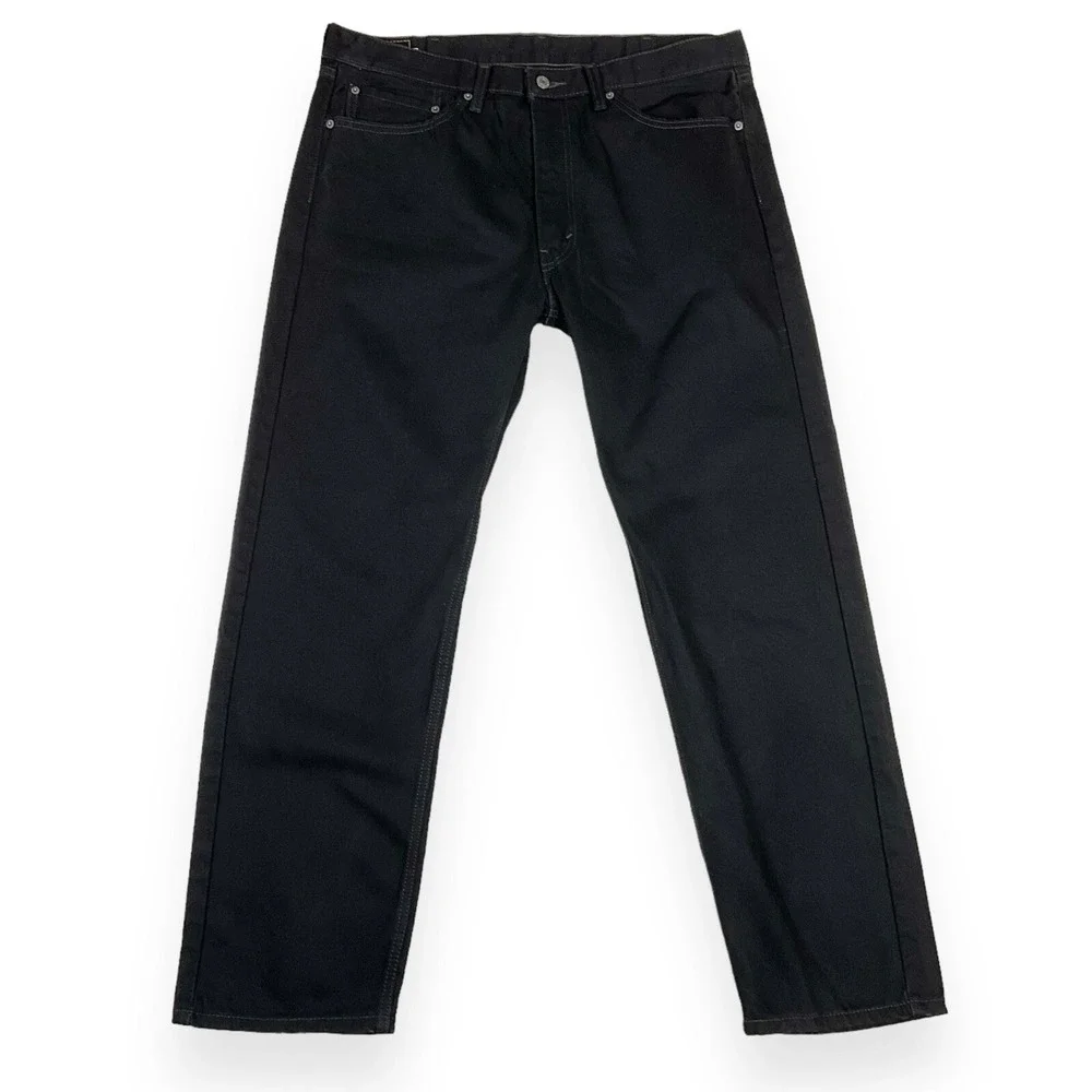 Levis Jeans Mens 38x32 (ACT 38x30) Black 505 Straight Denim